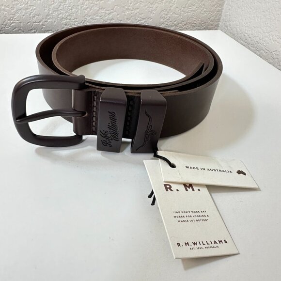 NWT R.M. Williams Drover Belt 40/102 Choc Brown Premium Real Cowhide Australia - Picture 2 of 14